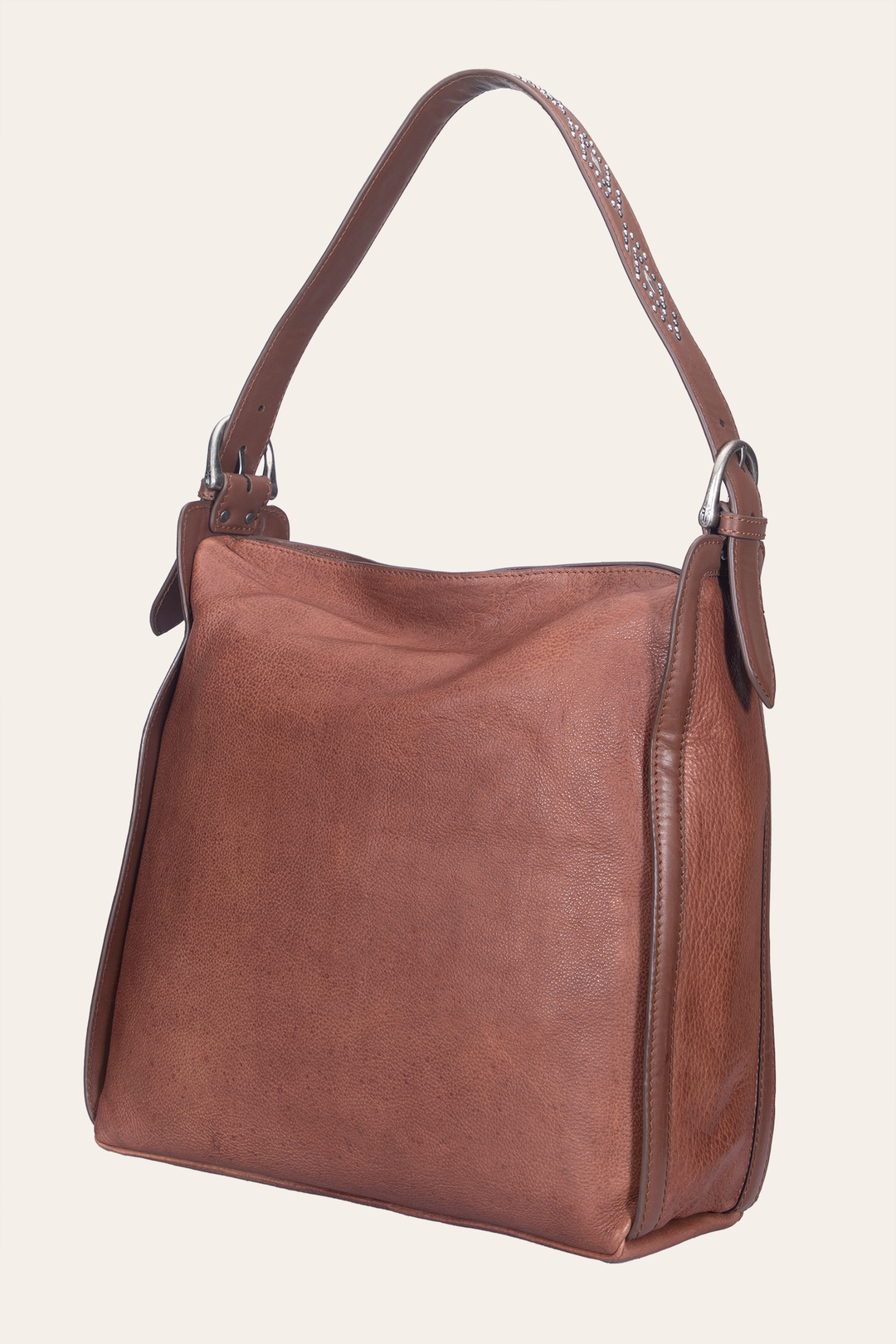 Women's Cognac Carla Studded Hobo Handbag | Frye Cognac