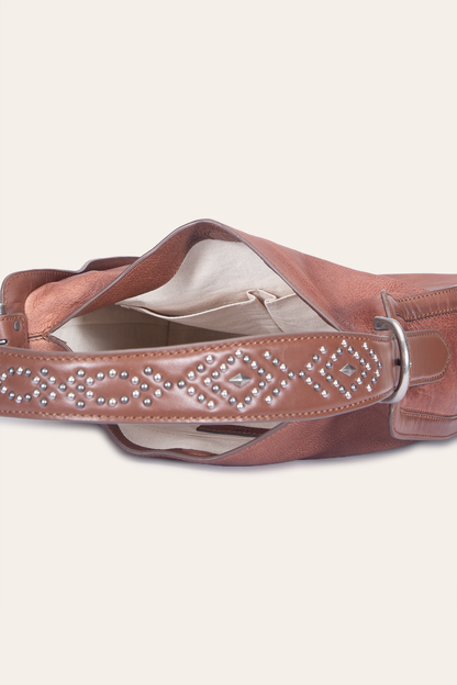 Women's Cognac Carla Studded Hobo Handbag | Frye Cognac