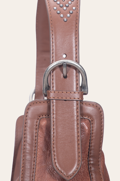 Women's Cognac Carla Studded Hobo Handbag | Frye Cognac