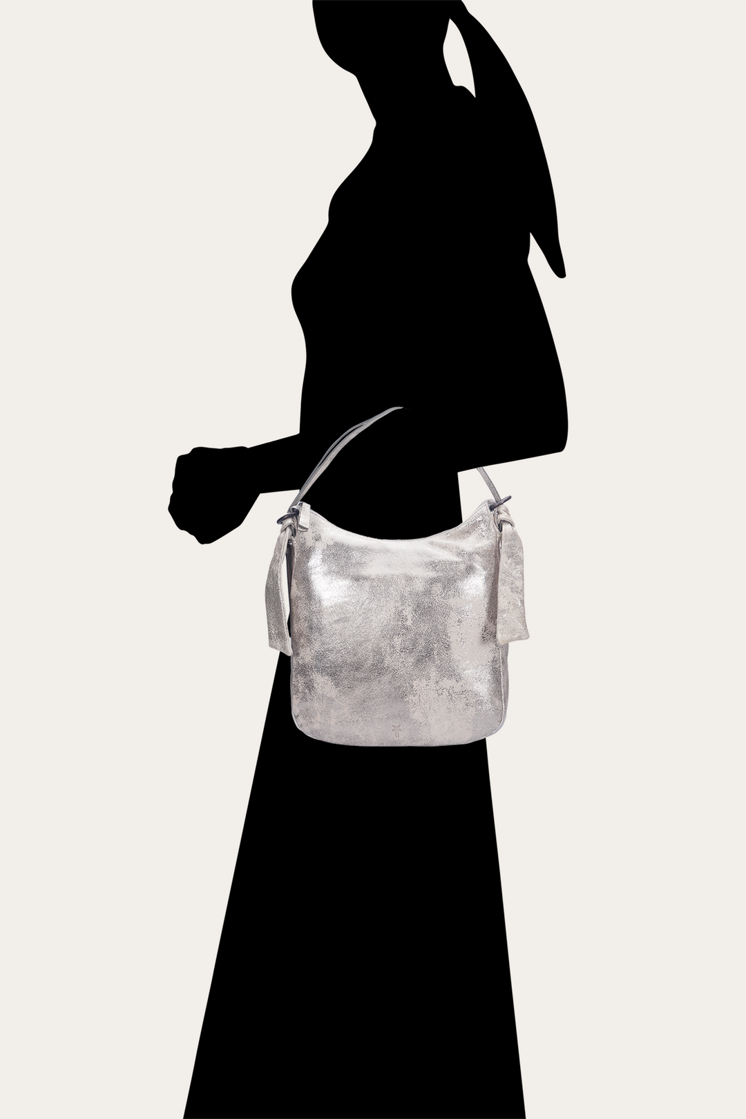 Women's Nora Backpack Hobo Handbag | Frye Cream Metallic