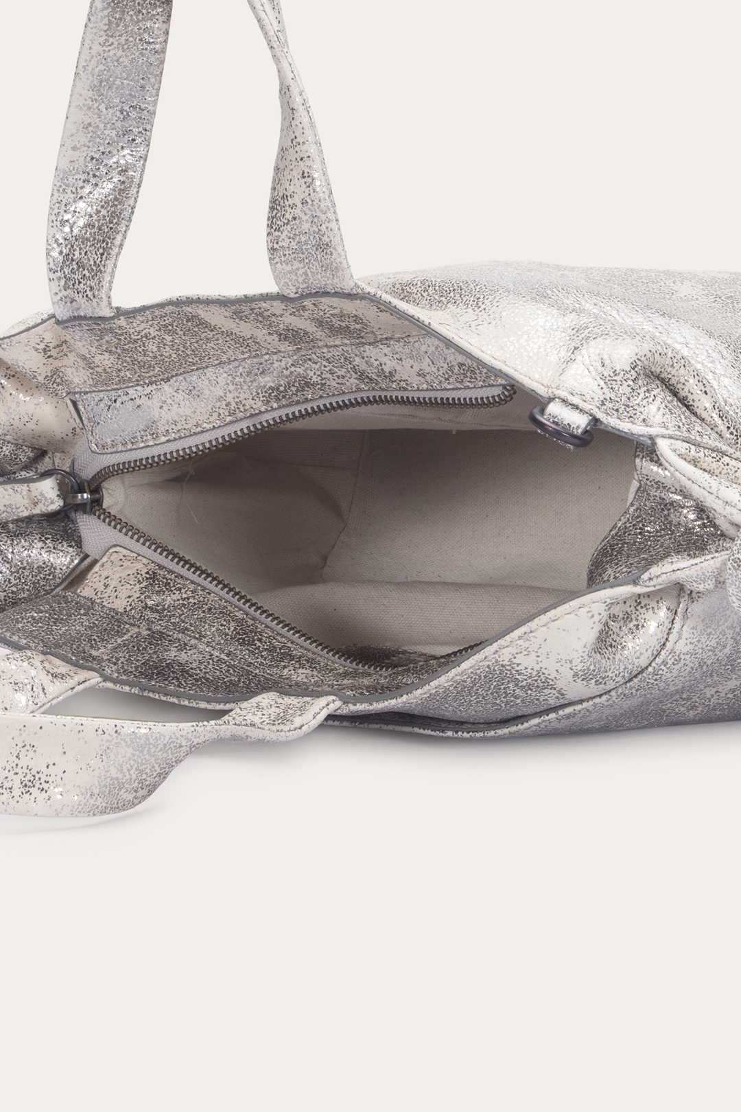 Women's Nora Satchel Handbag | Frye Cream Metallic