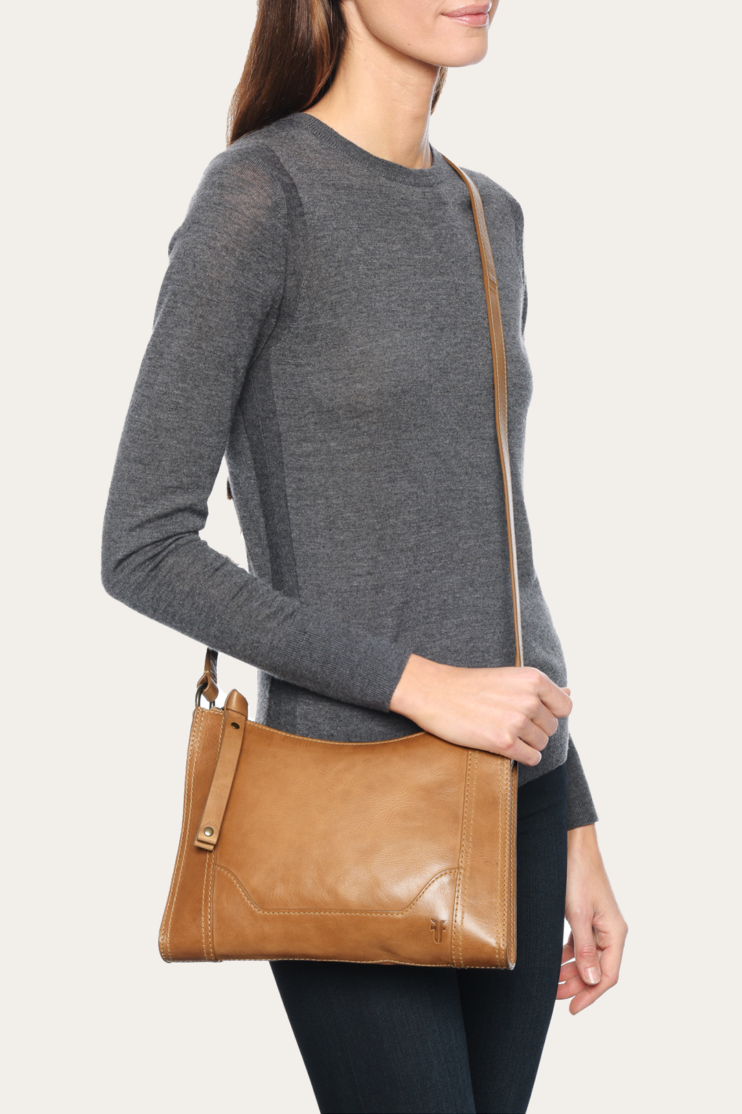Melissa Zip Crossbody in Beige | Frye Beige