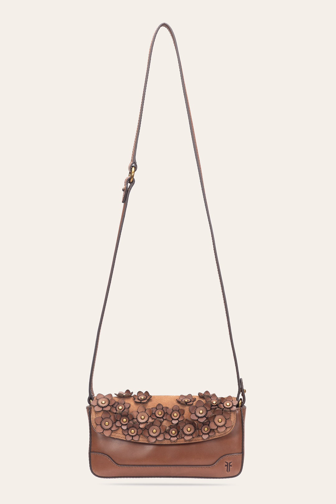 Cognac Melissa Floral Convertible Mini Flap | Frye Cognac