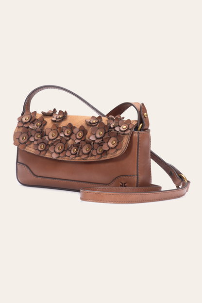Cognac Melissa Floral Convertible Mini Flap | Frye Cognac