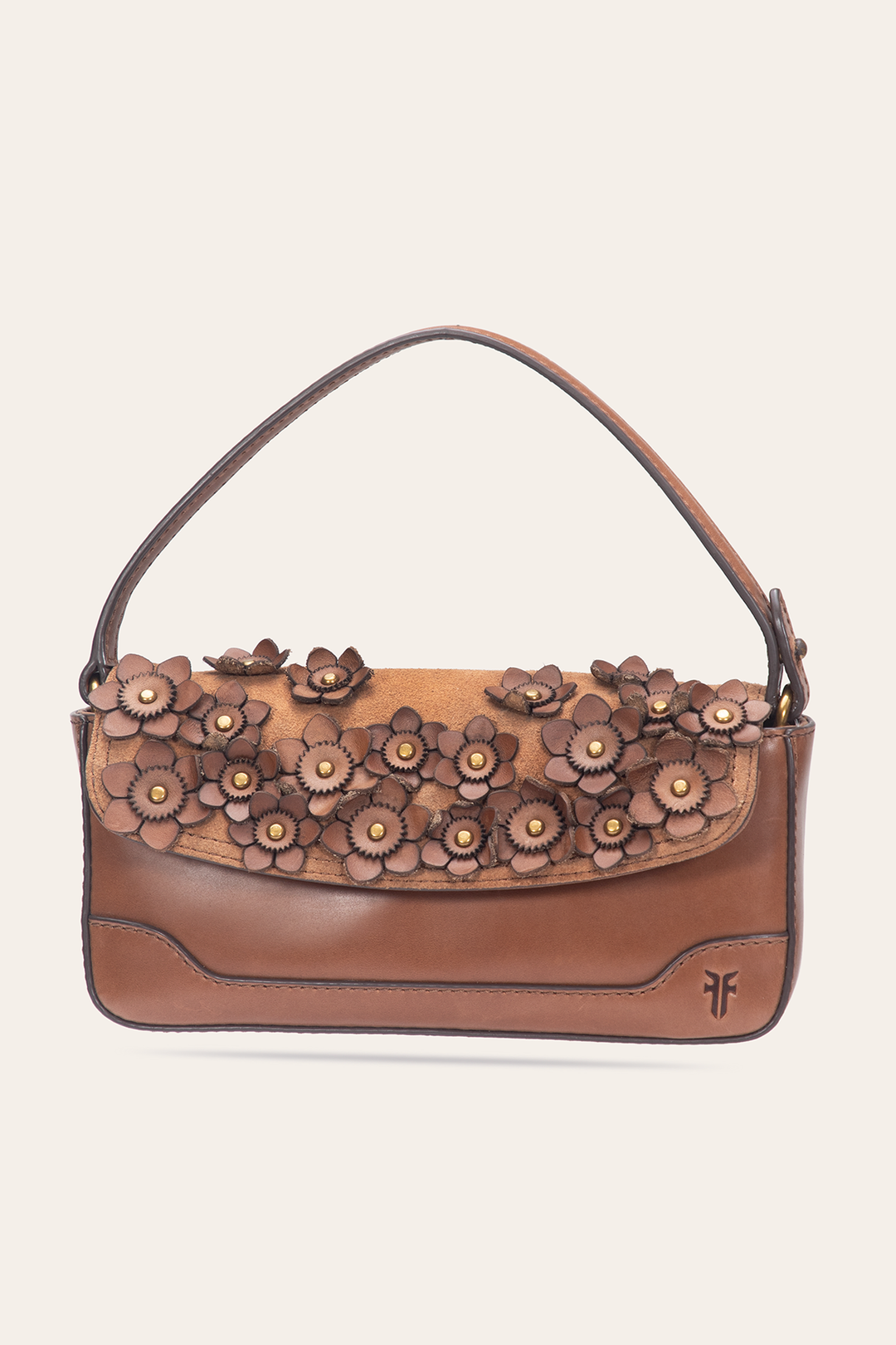 Cognac Melissa Floral Convertible Mini Flap | Frye Cognac