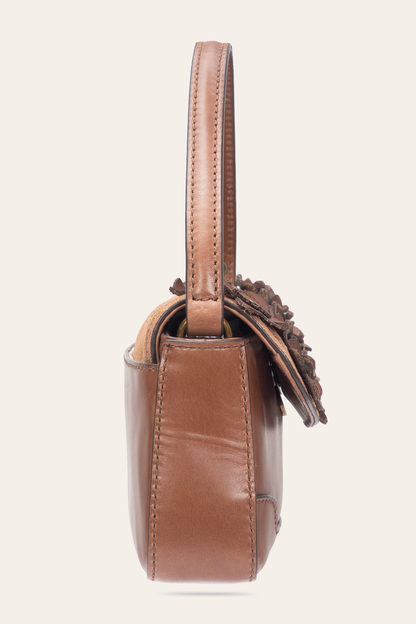 Cognac Melissa Floral Convertible Mini Flap | Frye Cognac