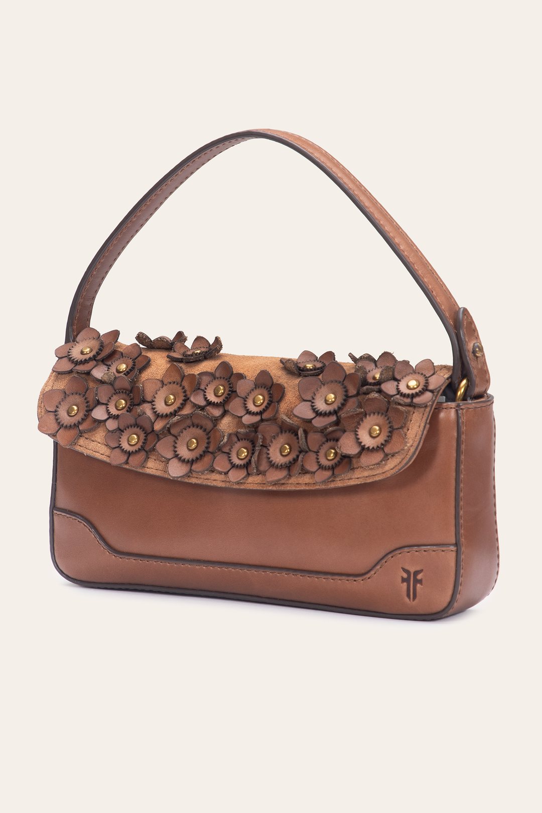 Cognac Melissa Floral Convertible Mini Flap | Frye Cognac