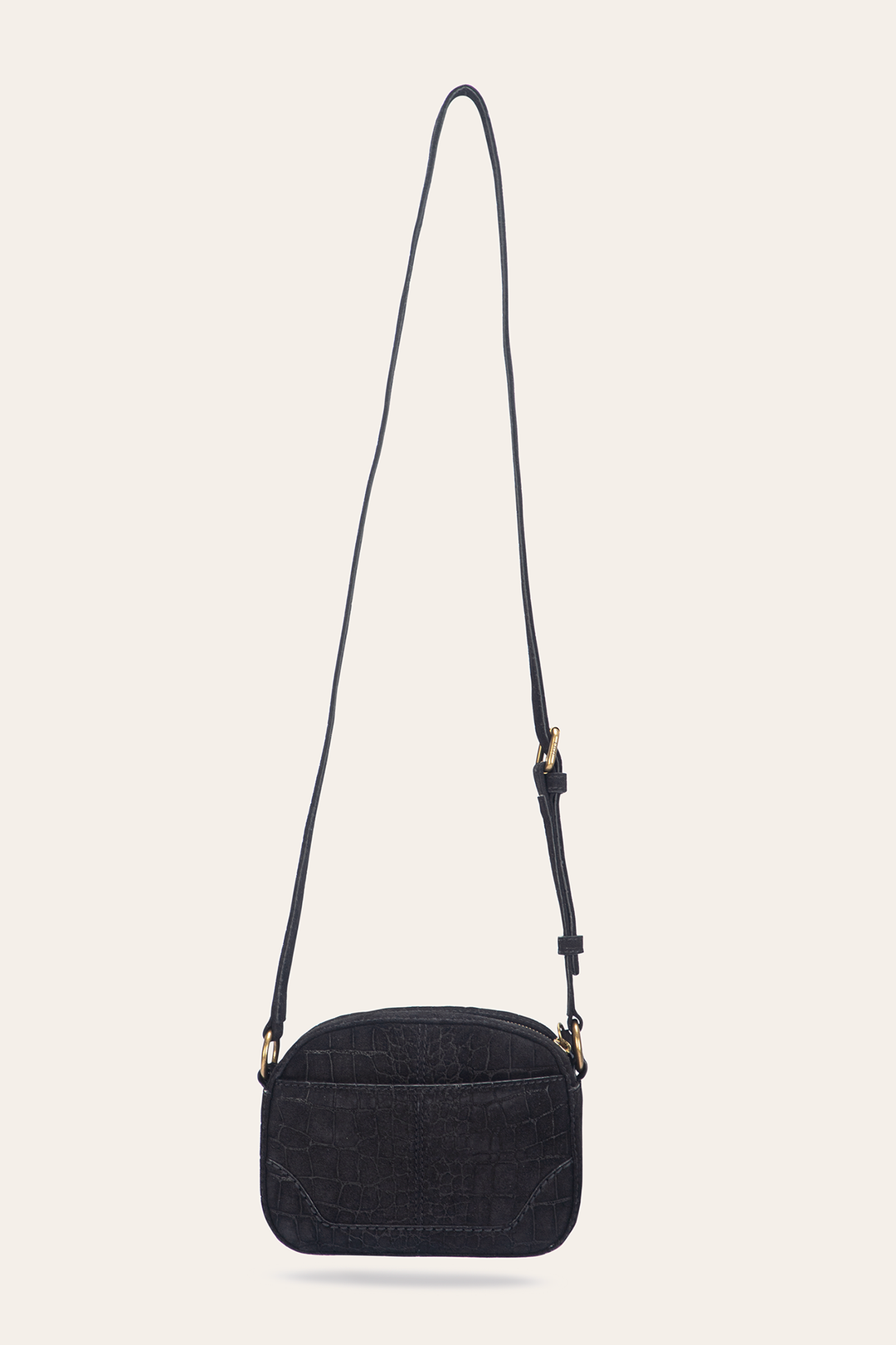 Melissa Black Sueded Croco Camera | Frye Black