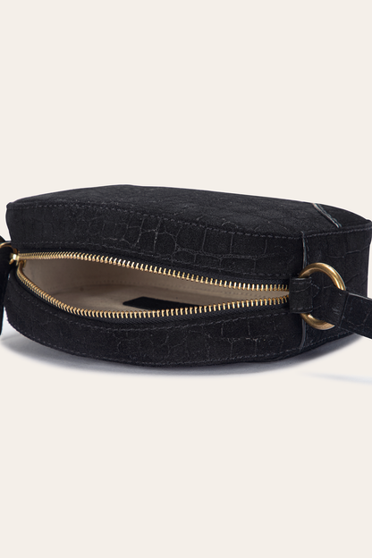 Melissa Black Sueded Croco Camera | Frye Black
