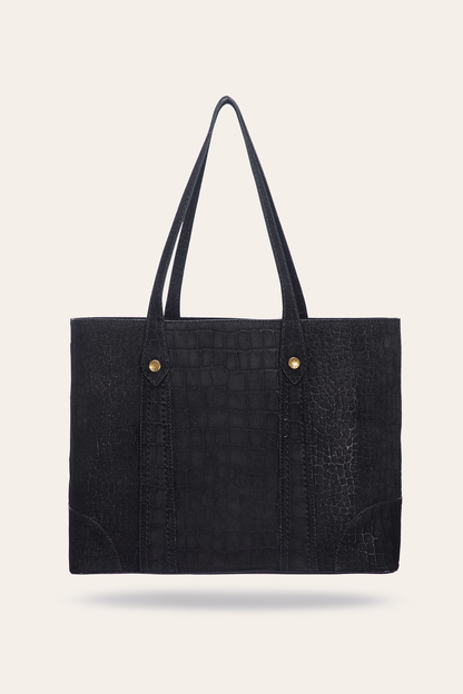 Melissa Sueded Croco Shopper in Black | Frye Black