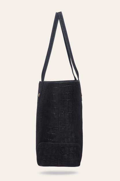 Melissa Sueded Croco Shopper in Black | Frye Black