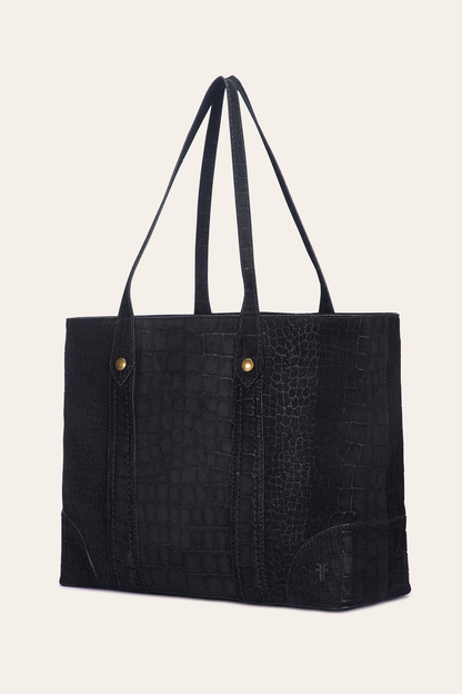 Melissa Sueded Croco Shopper in Black | Frye Black