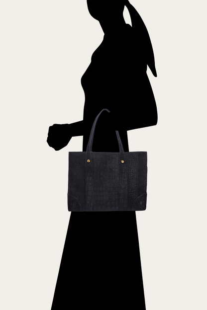 Melissa Sueded Croco Shopper in Black | Frye Black