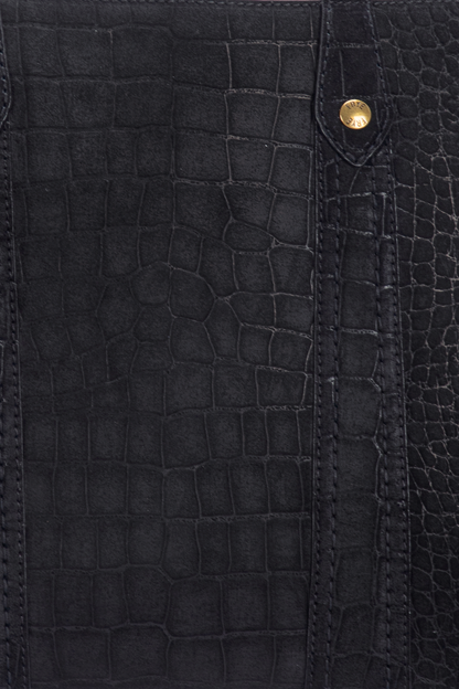 Melissa Sueded Croco Shopper in Black | Frye Black