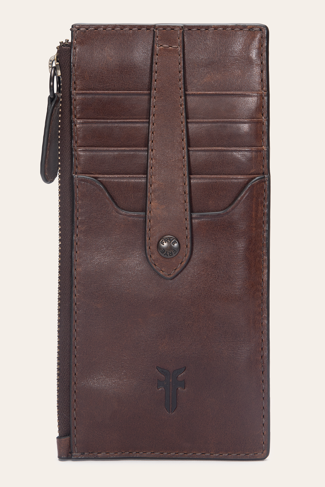 Melissa Dark Brown Snap Card Wallet | Frye Dark Brown