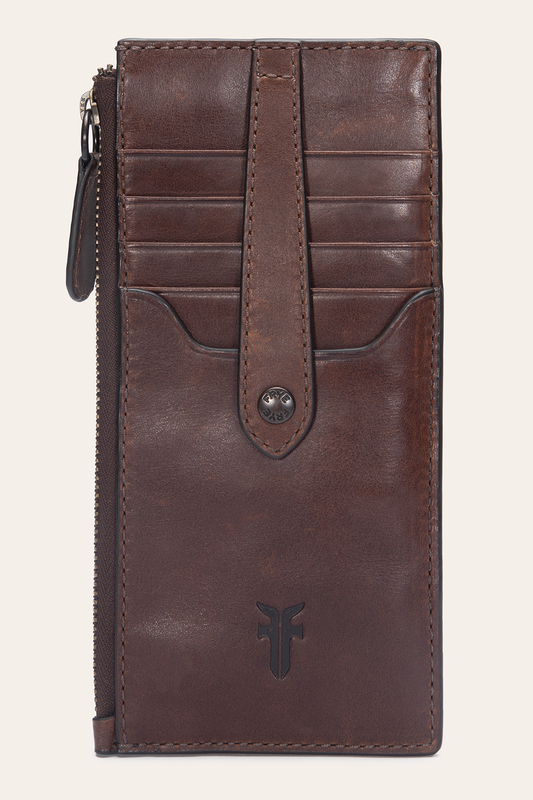 Melissa Dark Brown Snap Card Wallet | Frye Dark Brown