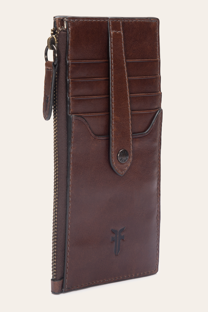 Melissa Dark Brown Snap Card Wallet | Frye Dark Brown