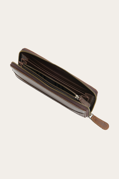 Melissa Dark Brown Zip Wallet | Frye Dark Brown