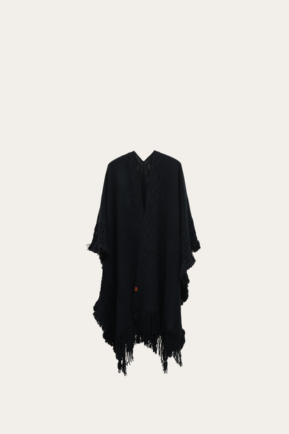 Navy Blazer Embellished Fringe Ruana | Frye Navy Blazer