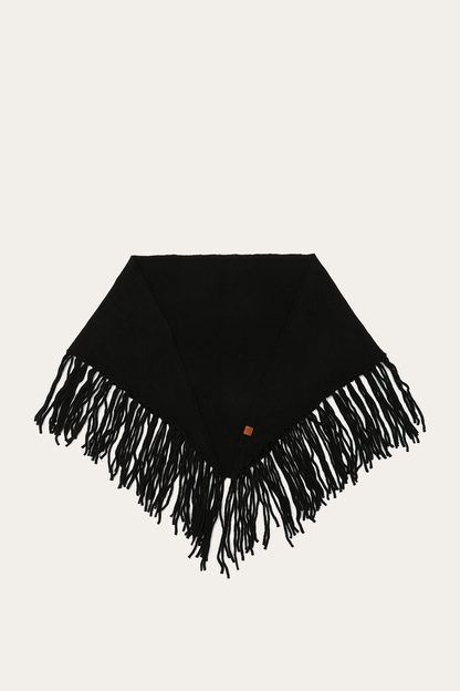 Black Long Fringe Triangle Scarf | Frye Black