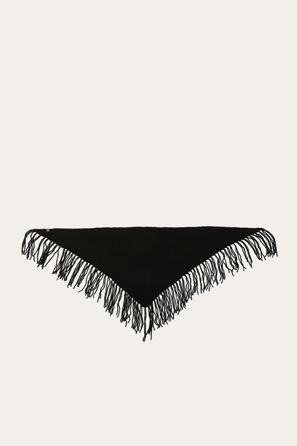 Black Long Fringe Triangle Scarf | Frye Black