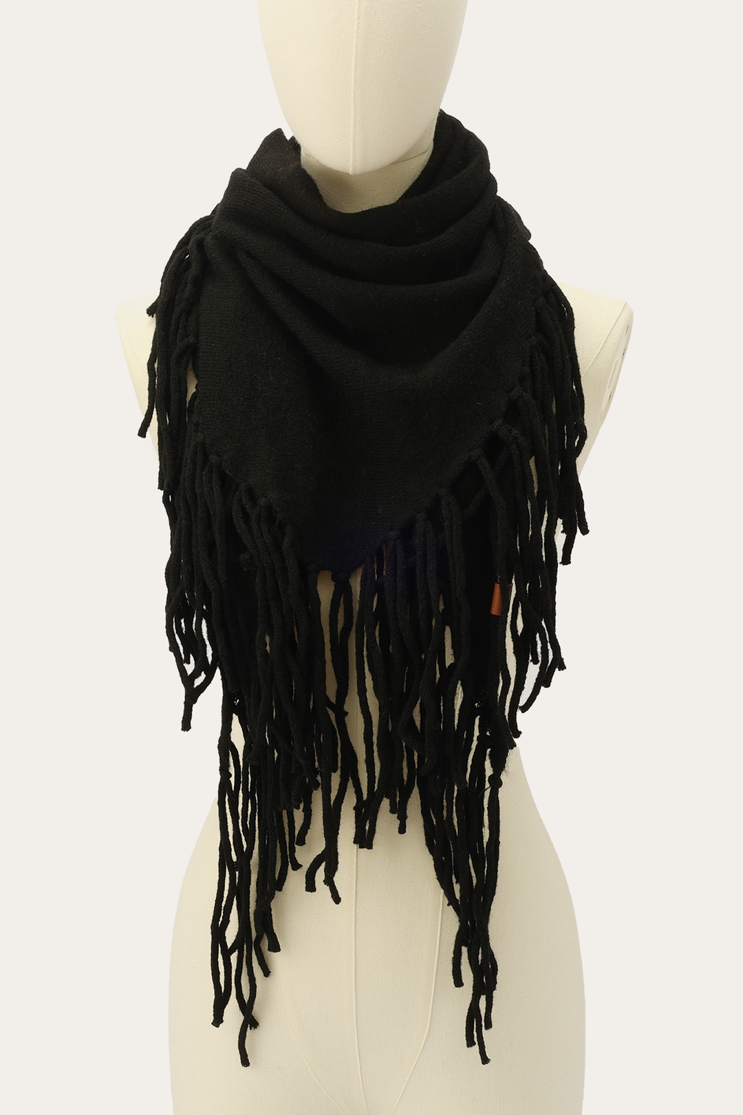 Black Long Fringe Triangle Scarf | Frye Black