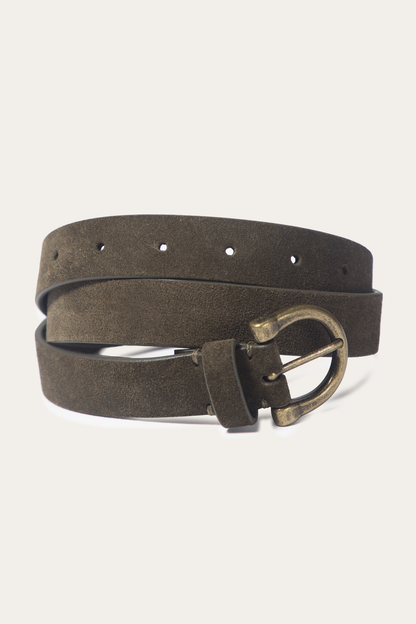 Light Olive 25mm Suede Horseshoe Buckle Belt | Frye Light Olive