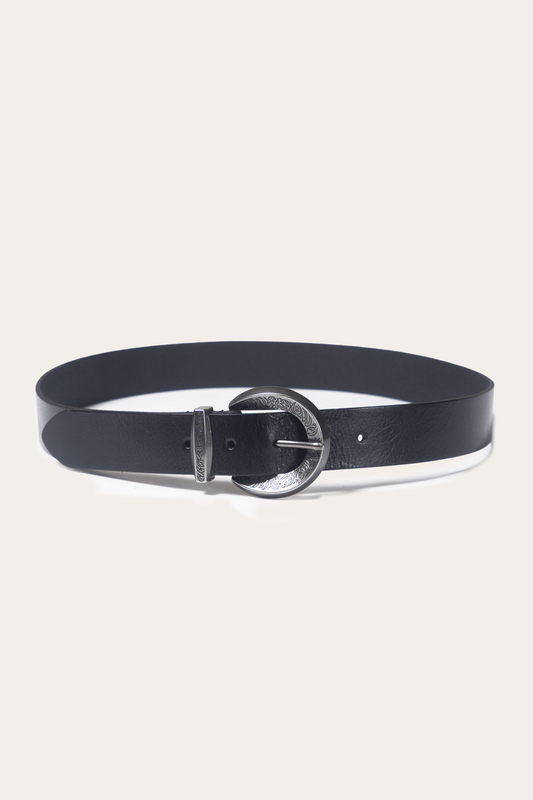 Black 35mm Engraved Buckle Belt | Frye Black