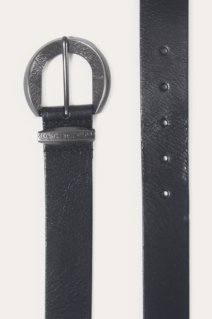 Black 35mm Engraved Buckle Belt | Frye Black