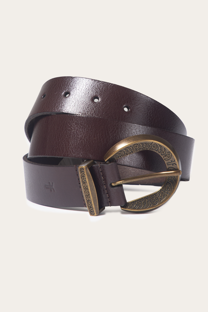 Brown 35mm Engraved Buckle Belt | Frye Brown