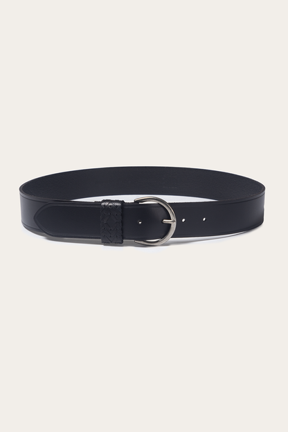 Black 40mm Belt With Woven Keeper | Frye Black