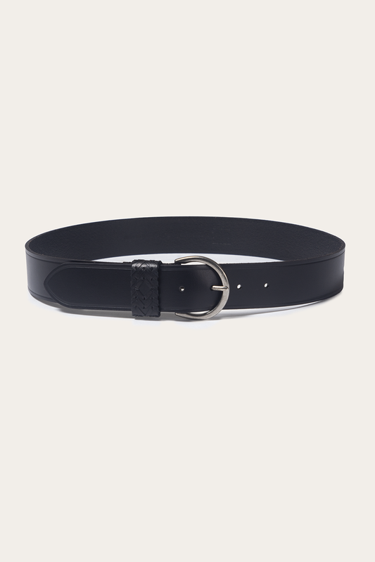 Black 40mm Belt With Woven Keeper | Frye Black