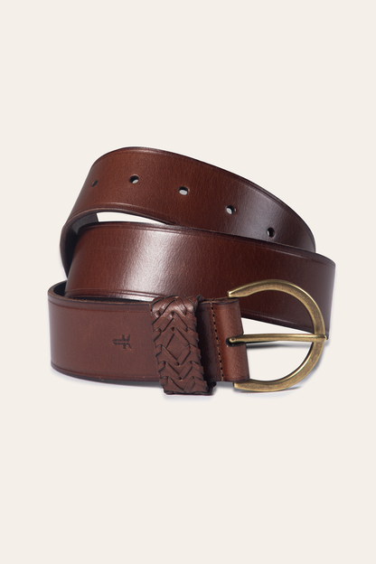 Tan 40mm Belt With Woven Keeper | Frye Tan