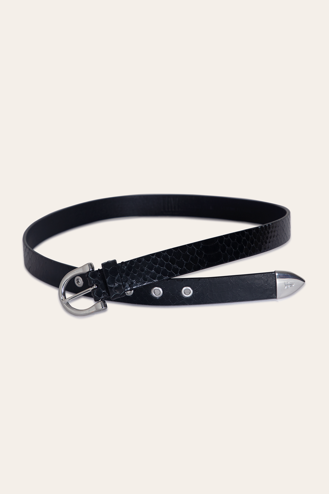Women’s Black Snake 25mm Horseshoe Buckle Belt With Python | Frye Black Snake