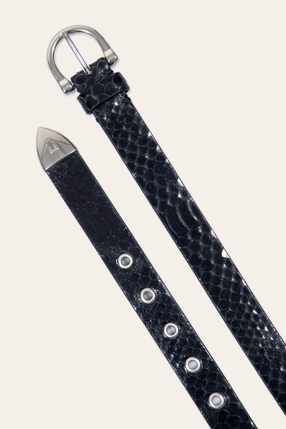 Women’s Black Snake 25mm Horseshoe Buckle Belt With Python | Frye Black Snake