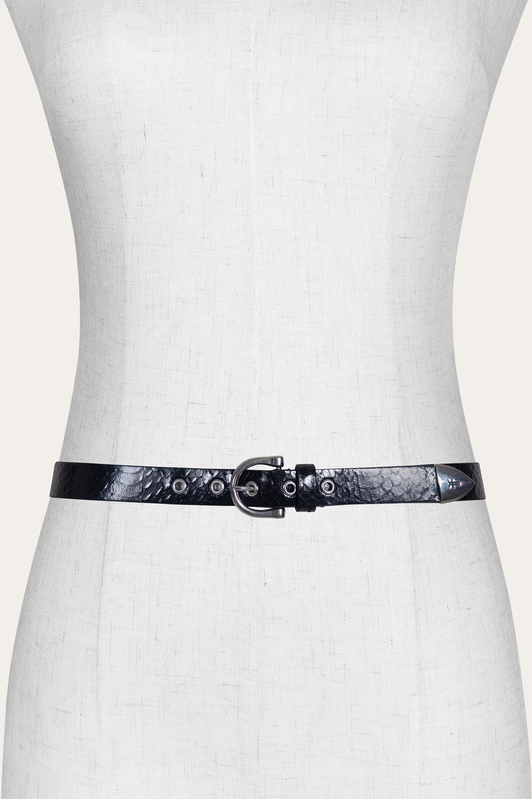 Women’s Black Snake 25mm Horseshoe Buckle Belt With Python | Frye Black Snake