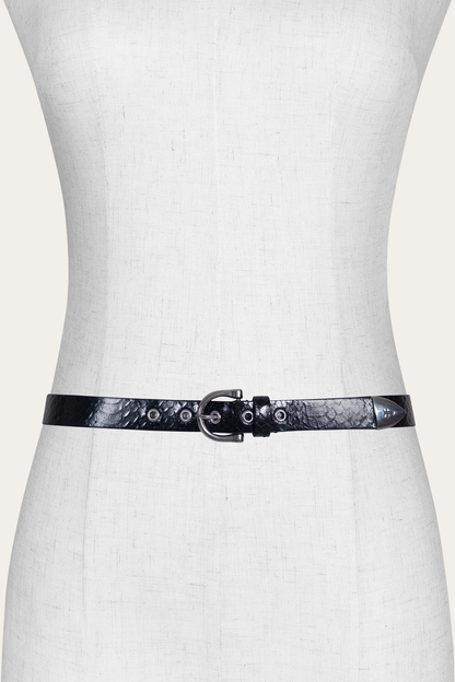 Women’s Black Snake 25mm Horseshoe Buckle Belt With Python | Frye Black Snake