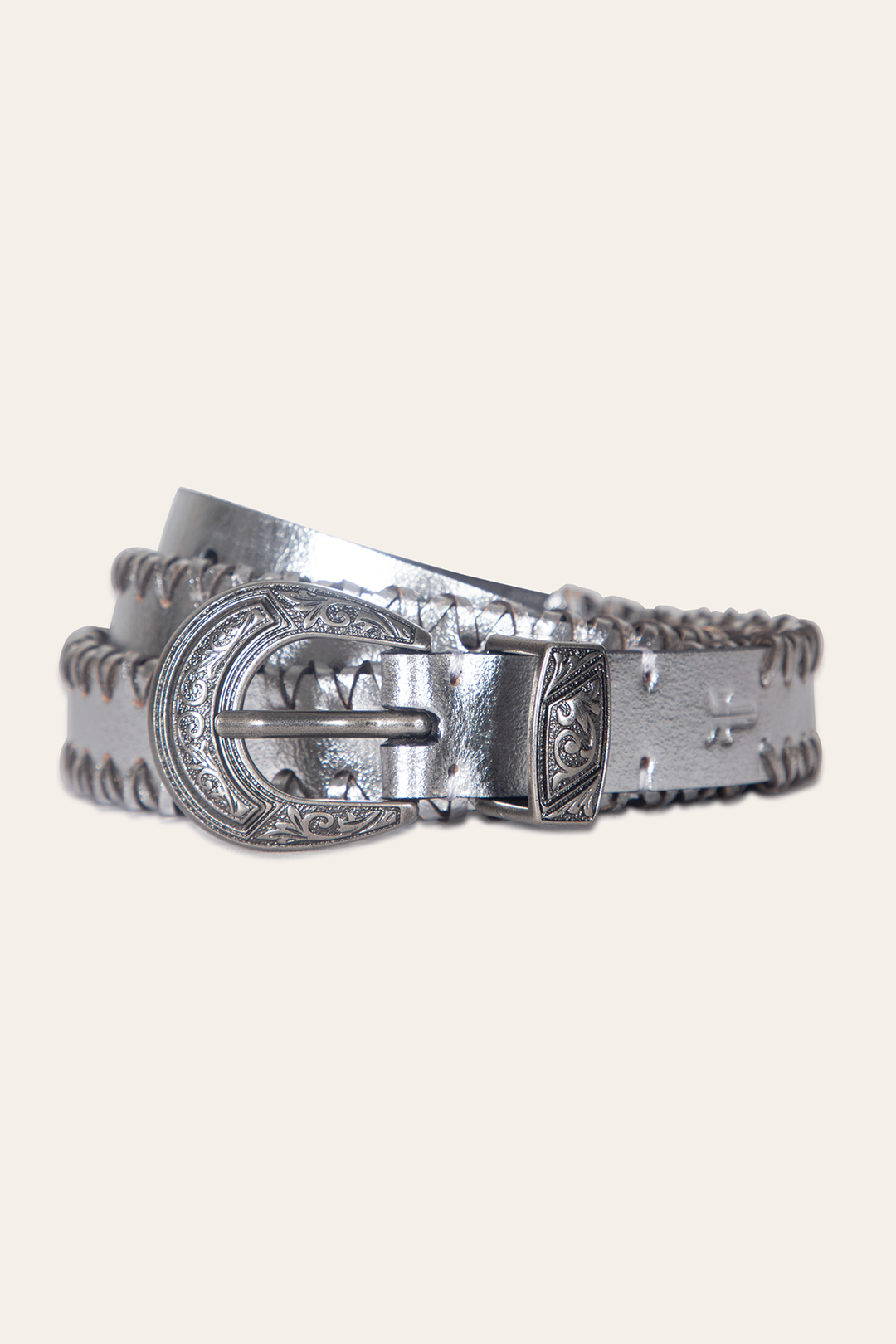 20mm Silver Leather Belt With 3-Piece Buckle Set | Frye Silver