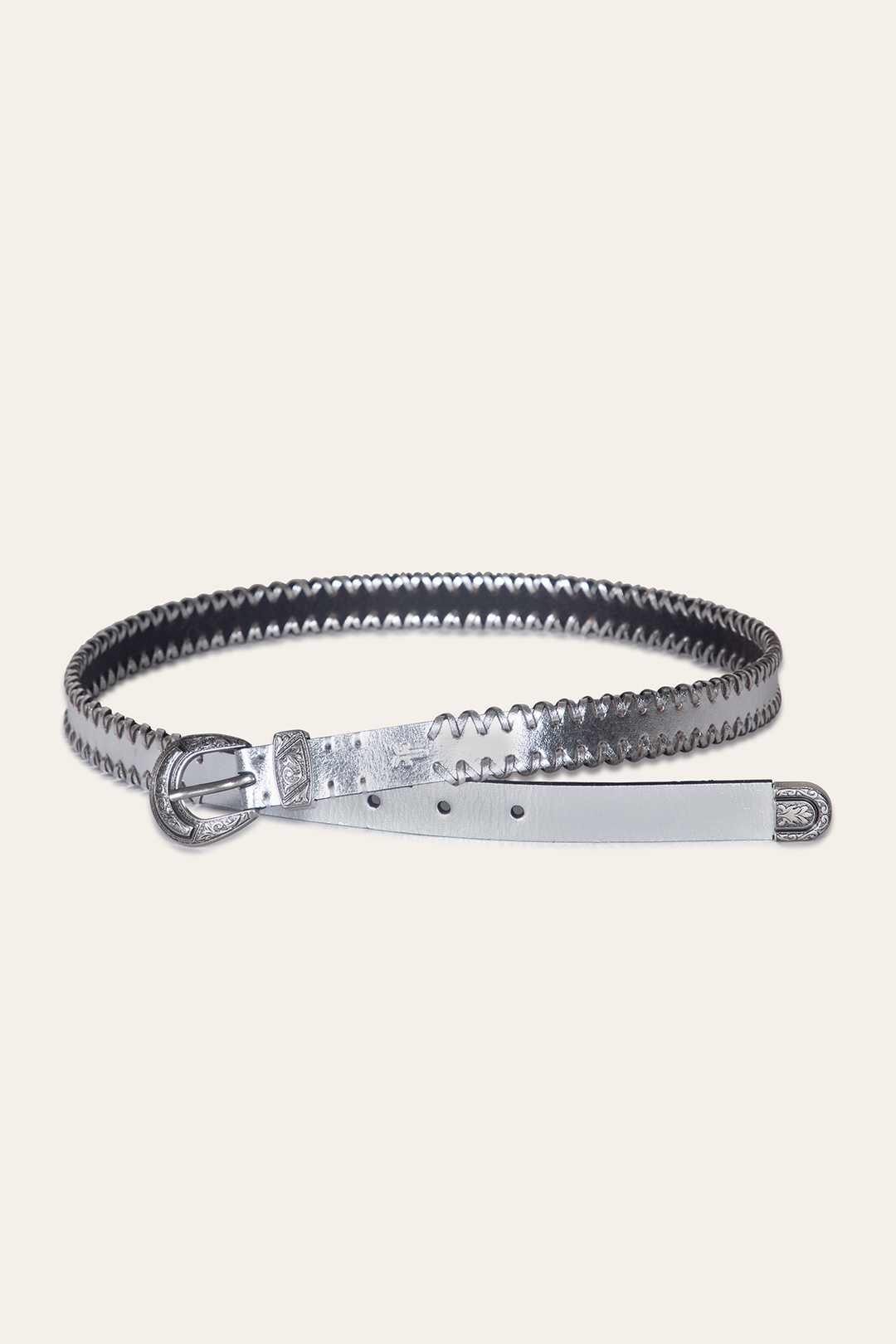 20mm Silver Leather Belt With 3-Piece Buckle Set | Frye Silver