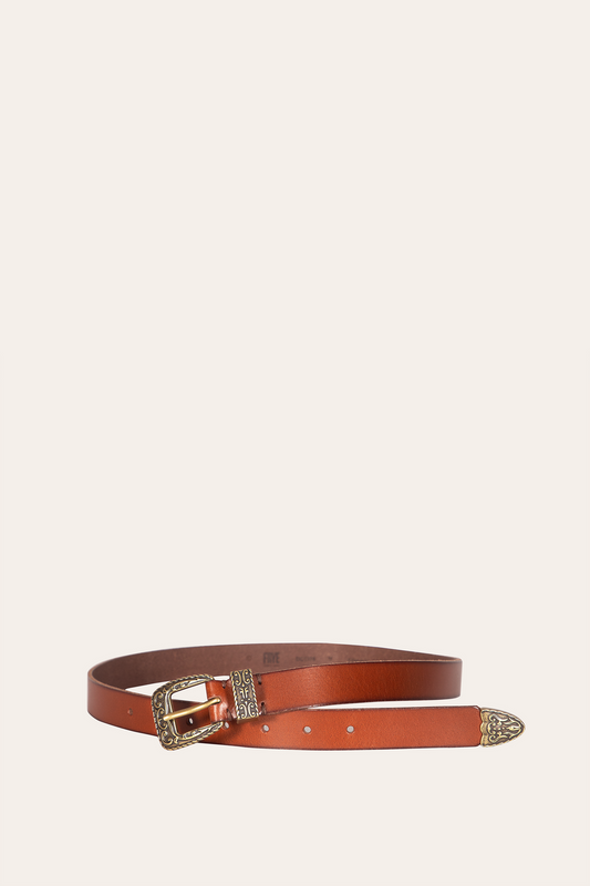 25mm Tan Logo Western Belt | Frye Tan