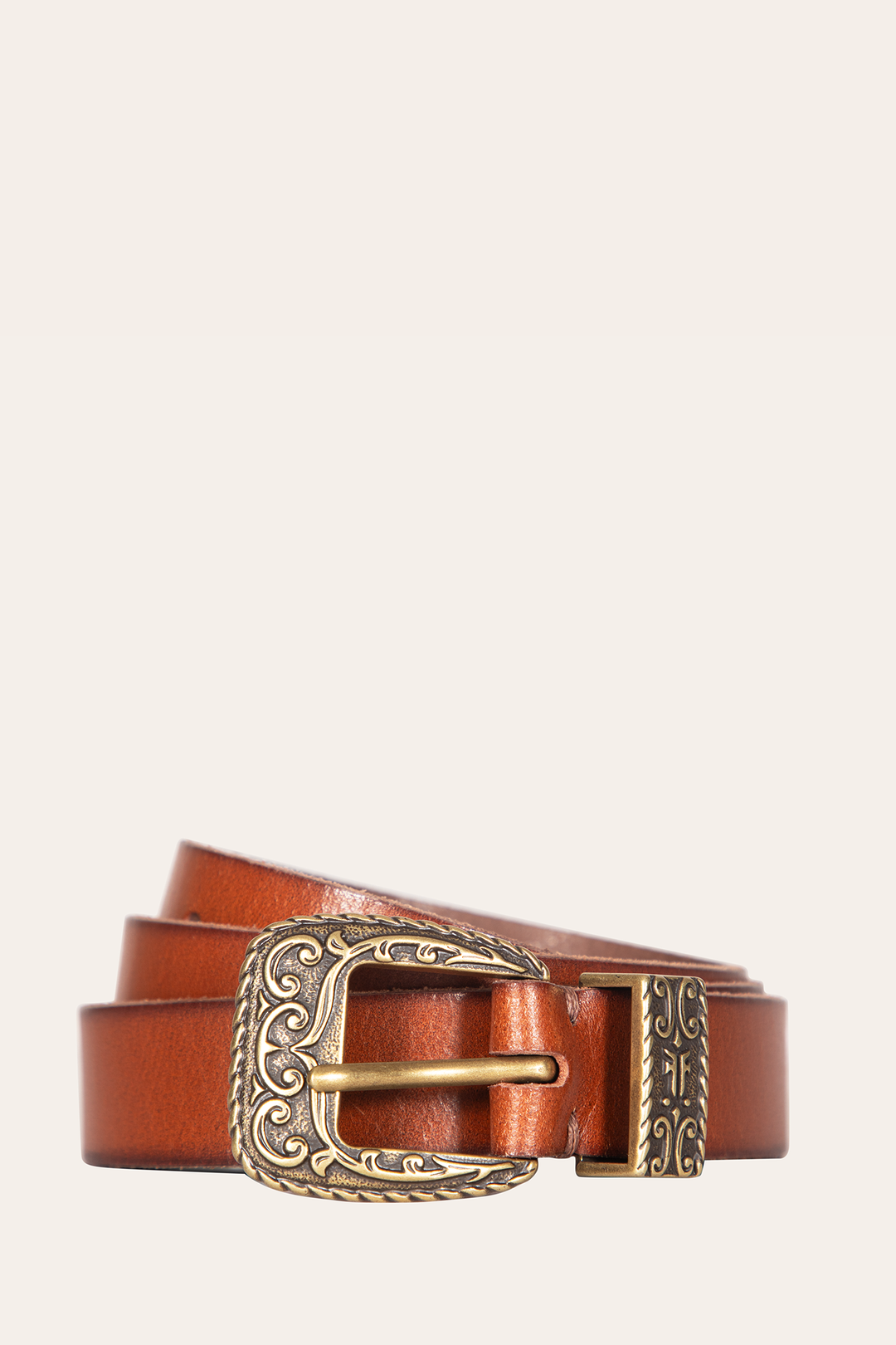 25mm Tan Logo Western Belt | Frye Tan