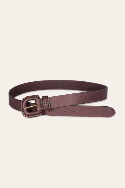 30mm Brown Leather Belt With Covered Buckle | Frye Brown