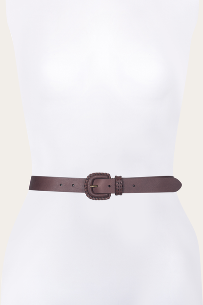 30mm Brown Leather Belt With Covered Buckle | Frye Brown