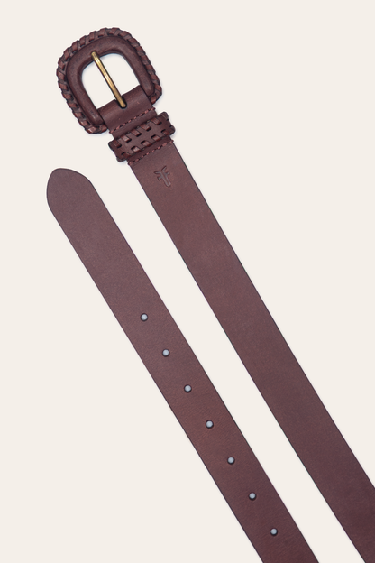 30mm Brown Leather Belt With Covered Buckle | Frye Brown