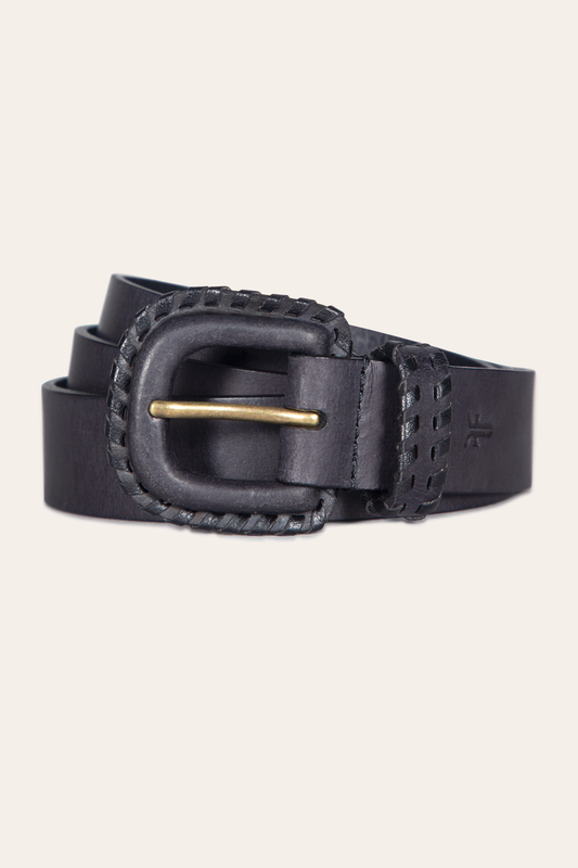 30mm Black Leather Belt With Covered Buckle | Frye Black