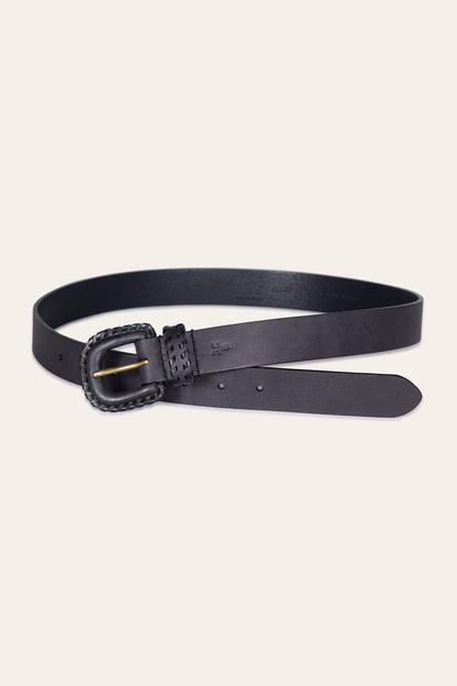 30mm Black Leather Belt With Covered Buckle | Frye Black