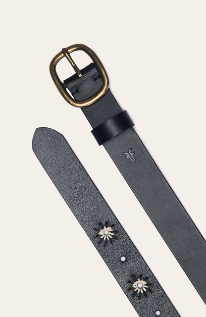 30mm Black Belt With Embroidered Holes | Frye Black