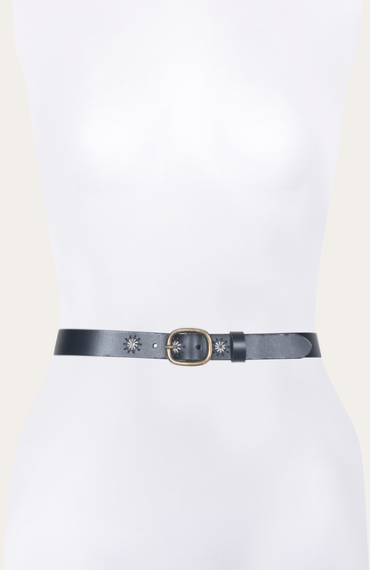 30mm Black Belt With Embroidered Holes | Frye Black