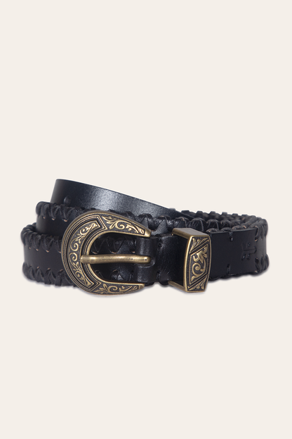 20mm Black Leather Belt With 3-Piece Buckle Set | Frye Black