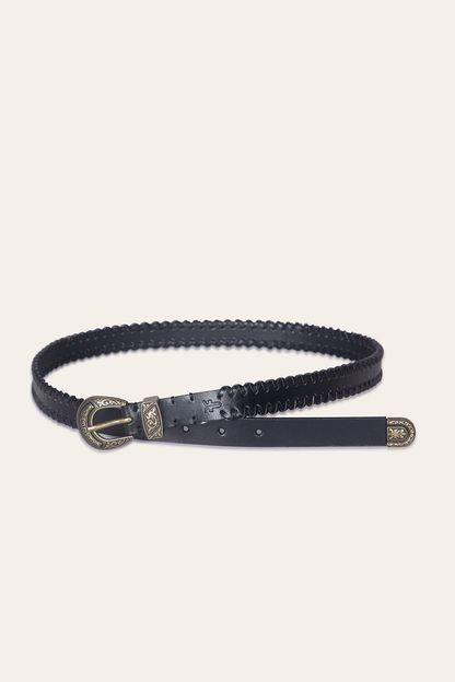 20mm Black Leather Belt With 3-Piece Buckle Set | Frye Black